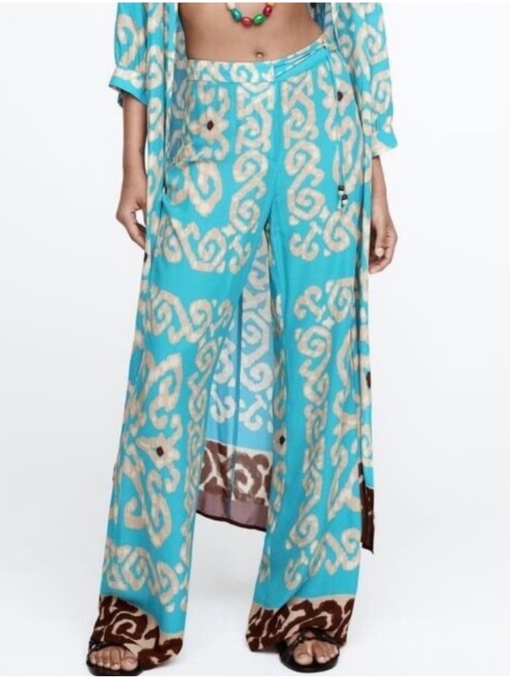 Zara Boho Bohemia Hippie Summer Wide Leg Flowing Pants